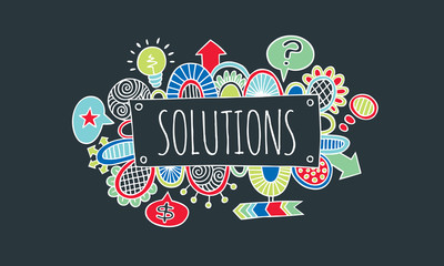 Solutions Hand Drawn Doodle Vector Lineart Colour