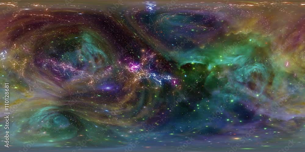 Wall mural 360 vr space 3001: virtual reality video of flying through star fields in space (loop). designed to 