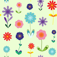 background flowers card hand painted vector pattern seamless