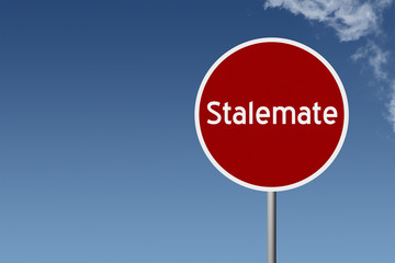 Round highway road sign with text Stalemate