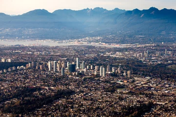 Fototapeten Vancouver City Lower Mainland Fraser Valley aerial © PiLensPhoto