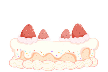 Creative Illustration and Innovative Art: Big Birthday Cake. Realistic Fantastic Cartoon Style Artwork Scene, Wallpaper, Story Background, Card Design
