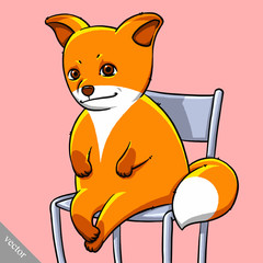 funny cartoon cute fat fox vector illustration