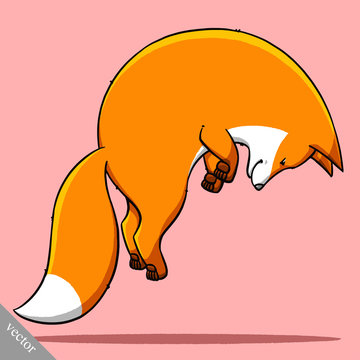 funny cartoon cute fat fox vector illustration