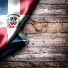 Flag of Dominican Republic on wooden boards