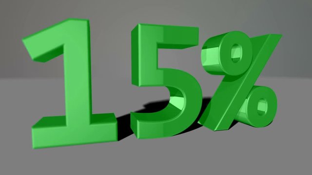 Green growing 3D numbers, counting up to 60% including luma matte
