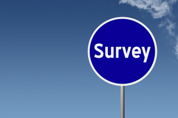 Sign with text Survey on sky background