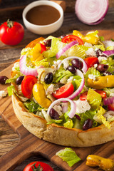 Homemade Greek Salad in a Bread Bowl