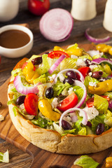 Homemade Greek Salad in a Bread Bowl