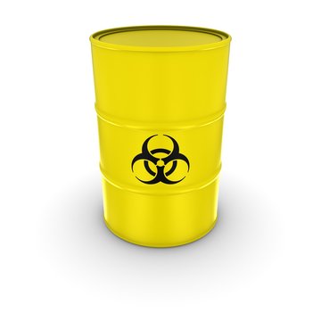 Isolated Yellow Biohazard Waste Barrel 3D Illustration