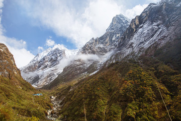 Beautiful Mountains Landscape. Himalaya mountain trekking in Nepal