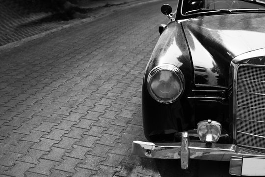 Headlight lamp classic car - black and white color effect style - Powered by Adobe
