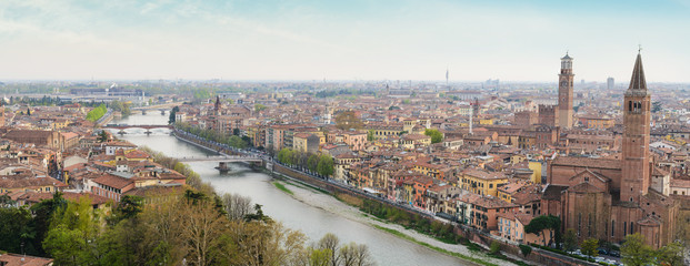 Panoramic view of Verona. - obrazy, fototapety, plakaty