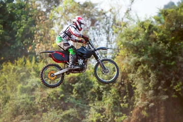 Zelfklevend Fotobehang motocross jump © nattanan726