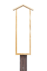 Blank wood signboard isolated on white background