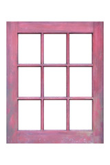 Wood window frame isolated on white background