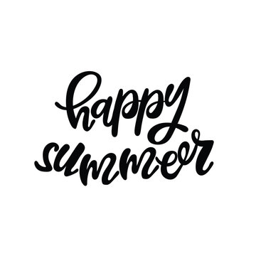 Happy summer. Lettering. Isolated white object on white background.