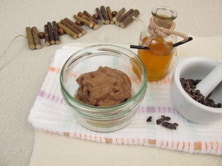 Homemade chocolate mask with cocoa and oil