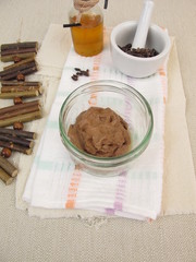 Homemade chocolate mask with cocoa and oil