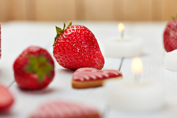 Juicy fresh strawberry in a white background