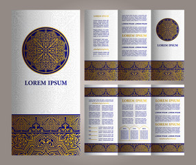 Vintage islamic style brochure and flyer design template with logo