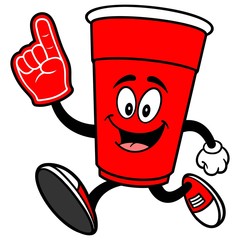 Party Cup Running with a Foam Finger
