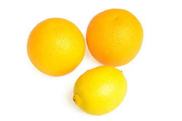 fresh lemon and oranges isolated on white