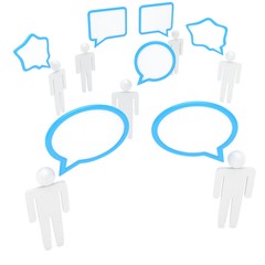 people with talk bubbles isolated over a white background. 3d rendering.