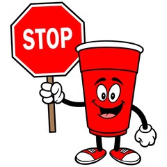 Party Cup with a Stop Sign
