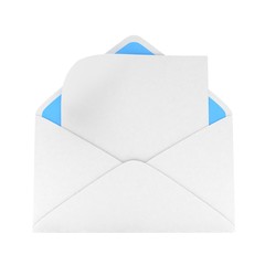 open mail with white blank. 3d rendering.