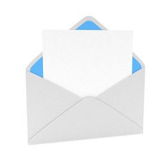 open mail with white blank. 3d rendering.