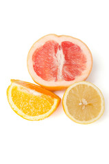 Naklejka na ściany i meble Grapefruit, orange and lemon isolated on white