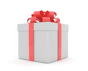 gift box with bows isolated on white. 3d rendering.