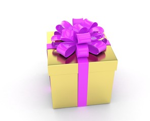 gift box with bows isolated on white. 3d rendering.