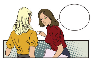 People in retro style pop art. Talking girls.