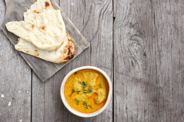 Indian naan bread with curry