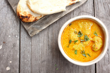 Indian naan bread with curry