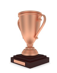 Bronze cup on white background. 3D rendering.