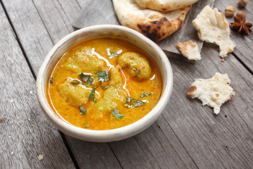 Indian naan bread with curry