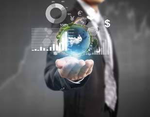  financial symbols coming from hand