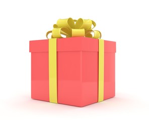 gift box with bows isolated on white. 3d rendering.