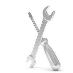 3D Illustration Wrench and screwdriver, service concept