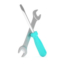 3D Illustration Wrench and screwdriver, service concept