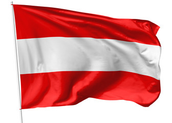 Fototapeta na wymiar Flag of Austria on flagpole