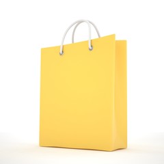 Paper Shopping Bag isolated on white background. 3d rendering.