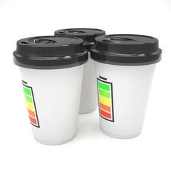Three paper coffee cups. 3d rendering.
