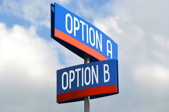 Option A and option B street sign