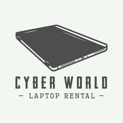 Vintage laptop. Can be used for logo, badge, emblem and much more