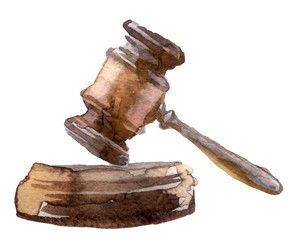 Watercolor sketch of judge gavel