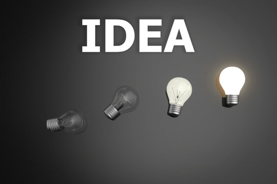 creativity concept with idea light bulbs
